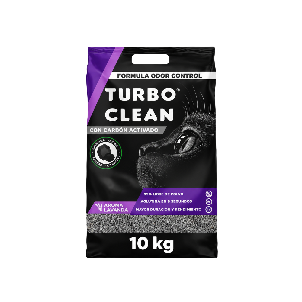 Arena Para Gatos Turbo Clean Odor Control Lavanda 10 KG